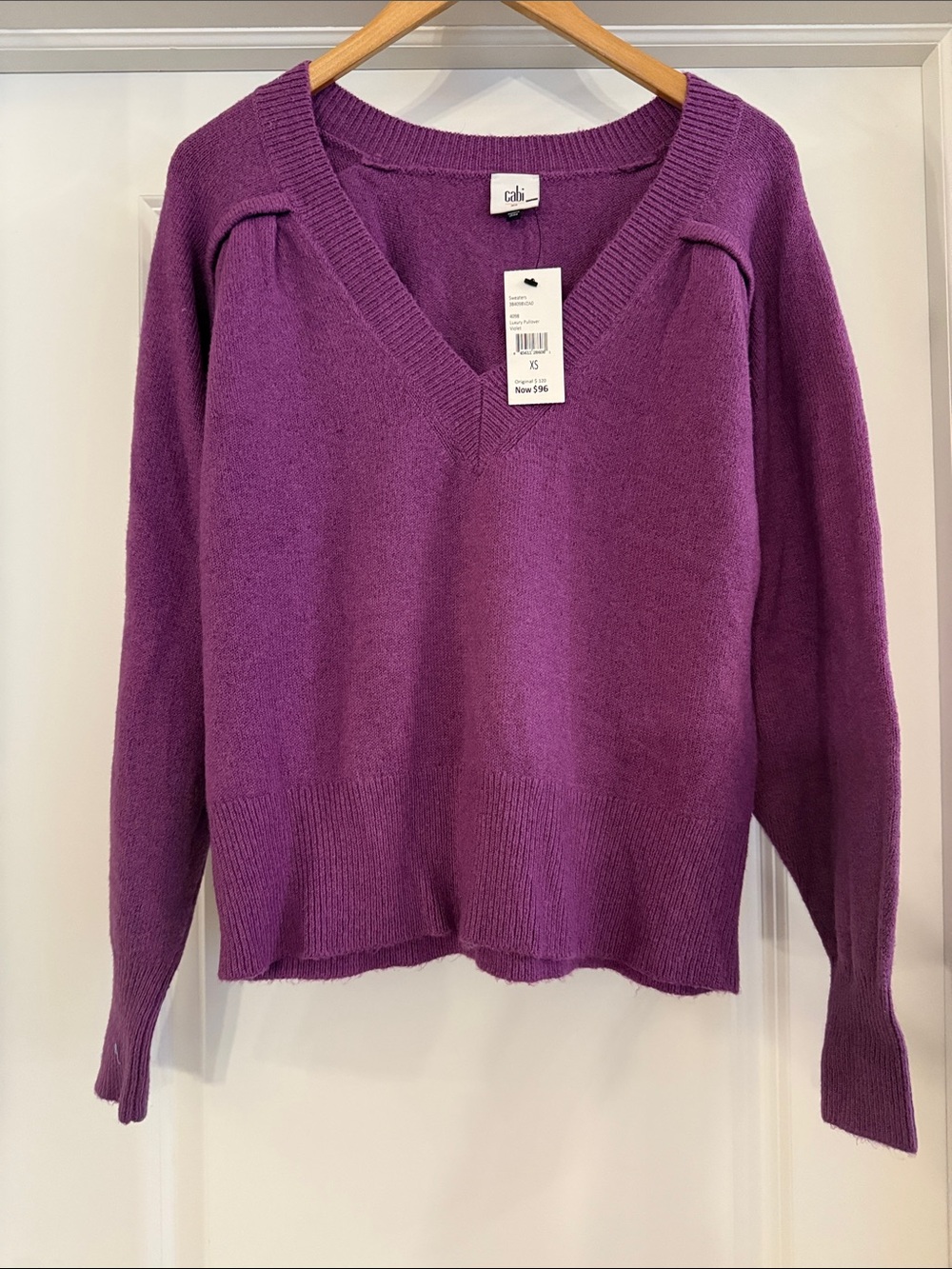 CAbi Women’s V-Neck Sweater Violet XS